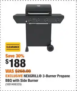 Home Depot EXCLUSIVE NEXGRILL 3-Burner Propane BBQ with Side Burner offer