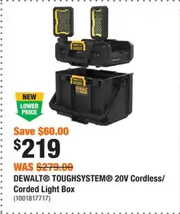 Home Depot DEWALT TOUGHSYSTEM 20V Cordless/Corded Light Box offer