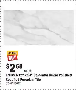 Home Depot ENIGMA 12 x 24 Calacatta Grigio Polished Rectified Porcelain Tile offer