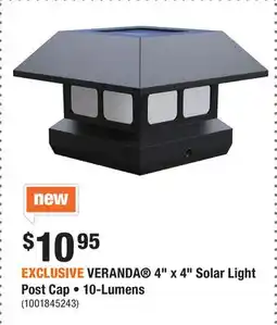 Home Depot EXCLUSIVE VERANDA 4 x 4 Solar Light Post Cap • 10-Lumens offer