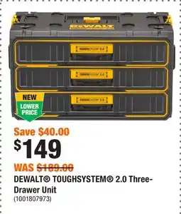 Home Depot DEWALT TOUGHSYSTEM 2.0 Three-Drawer Unit offer