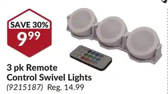 Princess Auto 3 pk Remote Control Swivel Lights offer