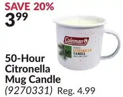 Princess Auto 50-Hour Citronella Mug Candle offer
