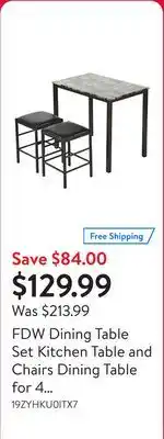Walmart FDW Dining Table Set Kitchen Table and Chairs Dining Table for 4 Dining Room Table Set for Small Spaces Home Furniture Rectan offer