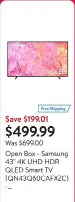 Walmart Open Box - Samsung 43 4K UHD HDR QLED Smart TV (QN43Q60CAFXZC) - 2023 - Titan Grey offer