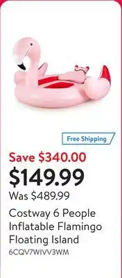 Walmart Costway 6 People Inflatable Flamingo Floating Island offer
