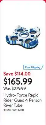 Walmart Hydro-Force Rapid Rider Quad 4 Person River Tube offer