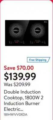 Walmart Double Induction Cooktop, 1800W 2 Induction Burner Electric Countertop Induction Cooker with 2 Burners 10 Power Temperature L offer