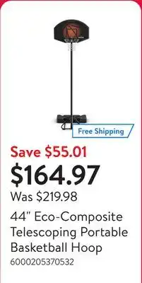Walmart 44 Eco-Composite Telescoping Portable Basketball Hoop offer