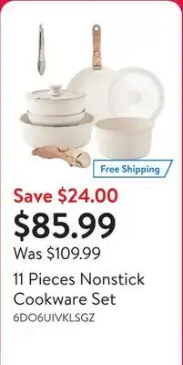 Walmart 11 Pieces Nonstick Cookware Set offer