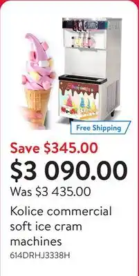 Walmart Kolice commercial soft ice cram machines offer