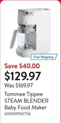 Walmart Tommee Tippee STEAM BLENDER Baby Food Maker offer