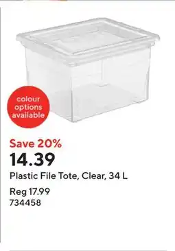 Staples Plastic File Tote, Clear, 34 L offer