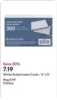 Staples White Ruled Index Cards - 3 x 5 offer