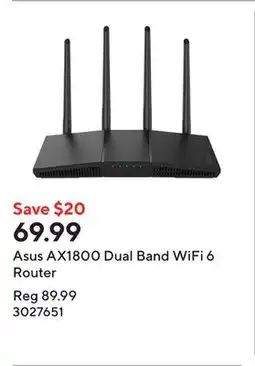 Staples Asus AX1800 Dual Band WiFi 6 Router offer