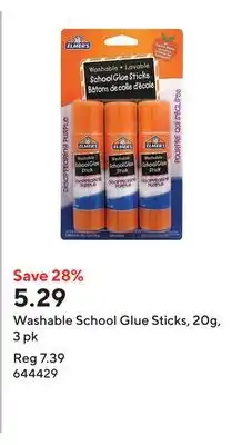Staples Washable School Glue Sticks, 20g, 3 pk offer