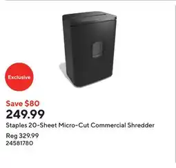 Staples Staples 20-Sheet Micro-Cut Commercial Shredder offer