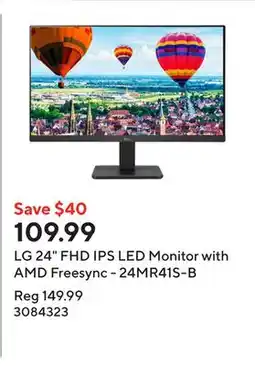 Staples LG 24 FHD IPS LED Monitor with AMD Freesync - 24MR41S-B offer