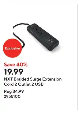 Staples NXT Braided Surge Extension Cord 2 Outlet 2 USB offer