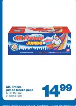 Wholesale Club JUMBO FREEZE POPS, 60 X 150 ML offer