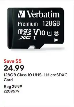 Staples 128GB Class 10 UHS-1 MicroSDXC Card offer