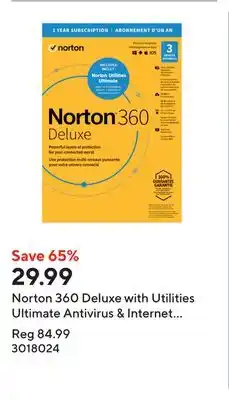 Staples Norton 360 Deluxe with Utilities Ultimate Antivirus & Internet Security for 3 Devices - 1 Year Subscription offer