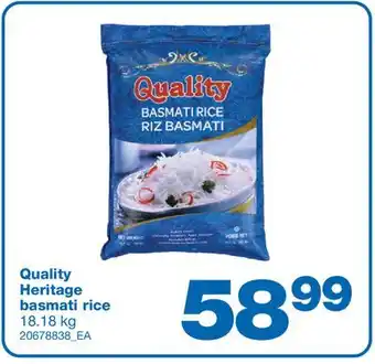 Wholesale Club HERITAGE BASMATI RICE, 18.18 KG offer