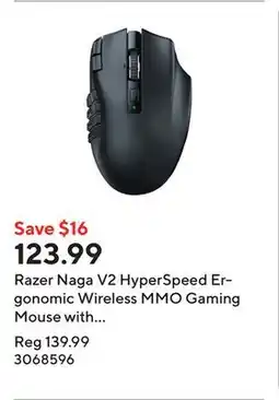 Staples Razer Naga V2 HyperSpeed Ergonomic Wireless MMO Gaming Mouse with 19 Programmable Buttons offer