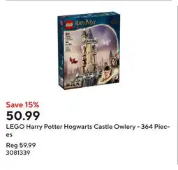 Staples LEGO Harry Potter Hogwarts Castle Owlery - 364 Pieces offer