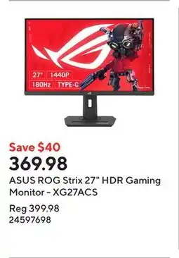 Staples ASUS ROG Strix 27 HDR Gaming Monitor - XG27ACS offer