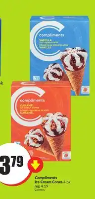 FreshCo Compliments Ice Cream Cones 4 pk offer