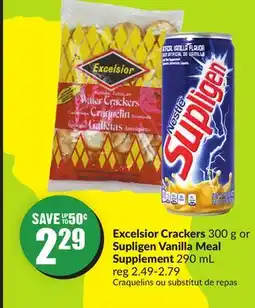 FreshCo Excelsior Crackers 300g or Supligen Vanilla Meal Supplement 290 mL offer