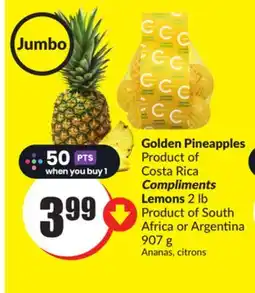 FreshCo Golden Pineapples Product Of Costa Rica Compliments Lemons 2 lb Product Of South Africa or Argentina 907 g offer
