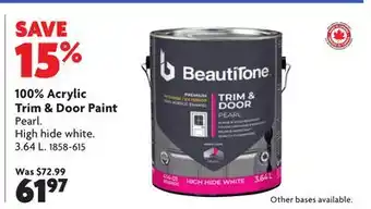 Home Hardware 100% Acrylic Trim & Door Paint offer
