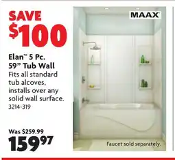 Home Hardware Elan 5 Pc. 59 Tub Wall offer