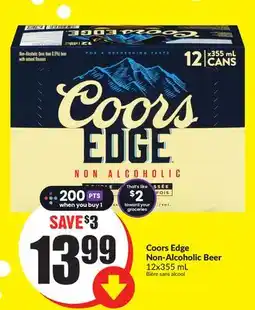 Chalo FreshCo Coors Edge Non-Alcoholic Beer 12x355 mL offer