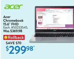 Walmart Acer Chromebook 15.6 FHD offer