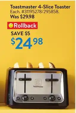 Walmart Toastmaster 4-Slice Toaster offer