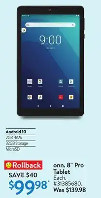 Walmart onn. 8 Pro Tablet offer