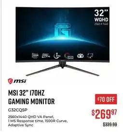 Canex MSI 32 170HZ GAMING MONITOR offer