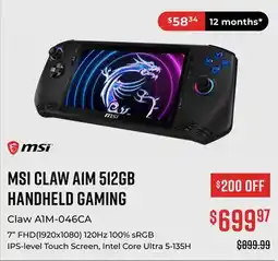 Canex MSI CLAW A1M 512GB HANDHELD GAMING offer