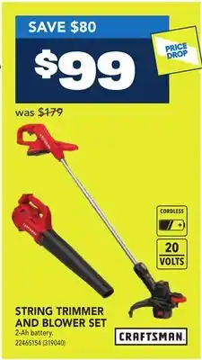 RONA CRAFTSMAN STRING TRIMMER AND BLOWER SET offer