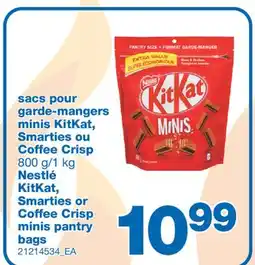 Wholesale Club SACS POUR GARDE-MANGERS MINIS KITKAT, SMARTIES OU COFFEE CRISP, 800 G/1 KG offer