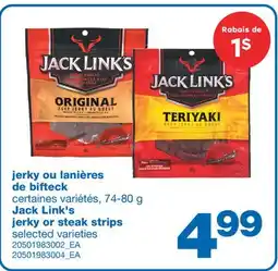 Wholesale Club JERKY OU LANIÈRES DE BIFTECK, 74-80 G offer