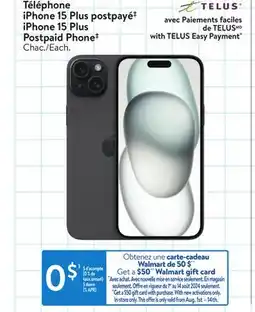 Walmart iPhone 15 Plus Postpaid Phone‡ offer