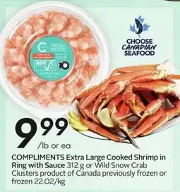Sobeys COMPLIMENTS Extra Large Cooked Shrimp in Ring with Sauce 312 g offer