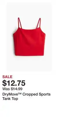 H&M DryMove Cropped Sports Tank Top offer