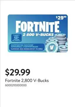 Walmart Fortnite 2,800 V-Bucks offer