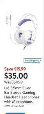 Walmart L16 3.5mm Over Ear Stereo Gaming Headset Headphones with Microphone for PC, Xbox, Playstation offer