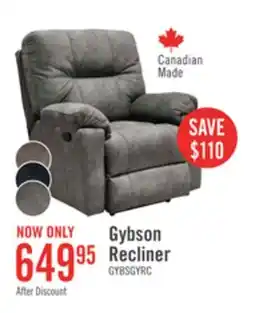 The Brick Canadian Made Gybson 38 Grey Fabric Glider Reclining Chair offer